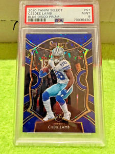 🔥 2020 Select Concourse Blue Disco Prizm /25 CEEDEE LAMB RC PSA 9 MINT