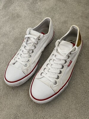 Herren ältere Jungen weiß Levis Canvas Turnschuhe Schuhe Turnschuhe UK Größe 9 EU 43