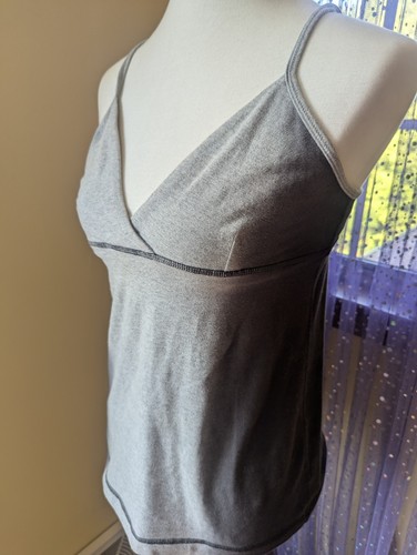 Lululemon Satya Ombre Strappy Tank Top Cotton Heathered Grey Yoga Dance Size 8 - Picture 2 of 14