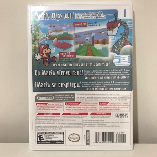 Super Paper Mario Nintendo Wii 2007 White Label USA NEW Factory Sealed Mint - Picture 3 of 12