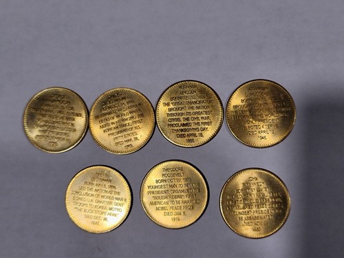 Vintage US President 1 Inch Coin Token Lot Of 7 Kennedy Lincoln Washington Plus - Picture 2 of 5