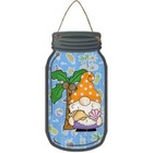 Gnome With Shells Novelty Metal Mason Jar Sign 4" x 8"