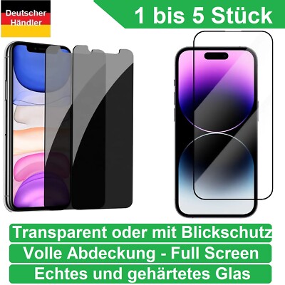 Panzerfolie Displayschutz 9D Echt Glas 9H Härtung für iPhone 14 13 12 11 Pro Max