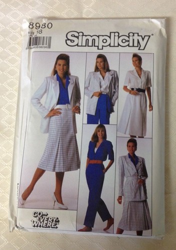 Simplicity Skirt, Pants, Blouse, Jacket pattern #8980 Misses Size 18 Uncut - Bild 1 von 3