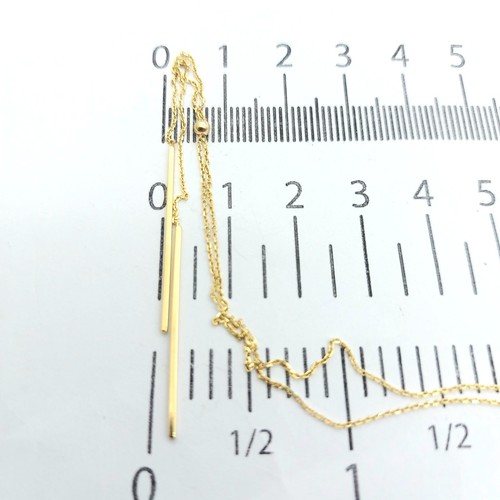 Ball & Bar Drop Dangle Dainty Yellow Gold 9ct (375, 9K) Ladies Necklace - Picture 9 of 10