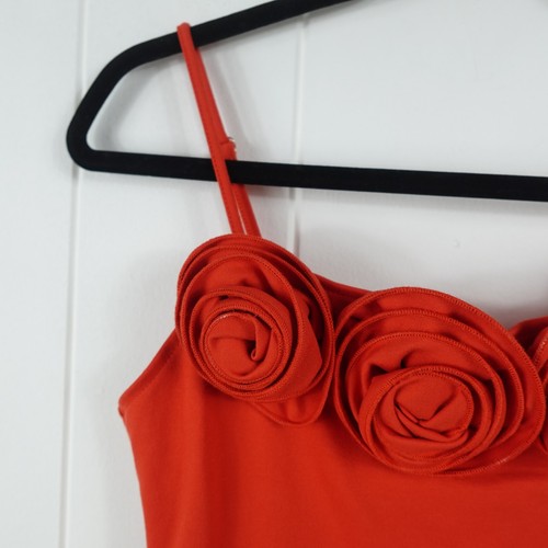 Line & Dot Womens Flor Rosette Orange Bodycon Dress Medium - Picture 2 of 10