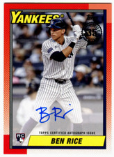 2025 Topps Series 2 Ben Rice 1990 Topps On Card Rookie Auto New York Yankees