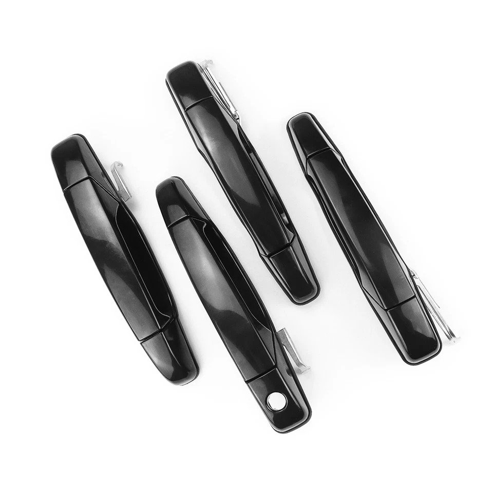 Juego de 4 manijas de puerta negras delanteras y traseras para Chevy GMC Tahoe Yukon Sierra 07-14 Foto 2 de 4