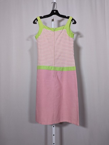 Vintage 60s Mod Lime Pink Lemonade Stripe Durable Cotton Dress Cole California - Picture 6 of 8