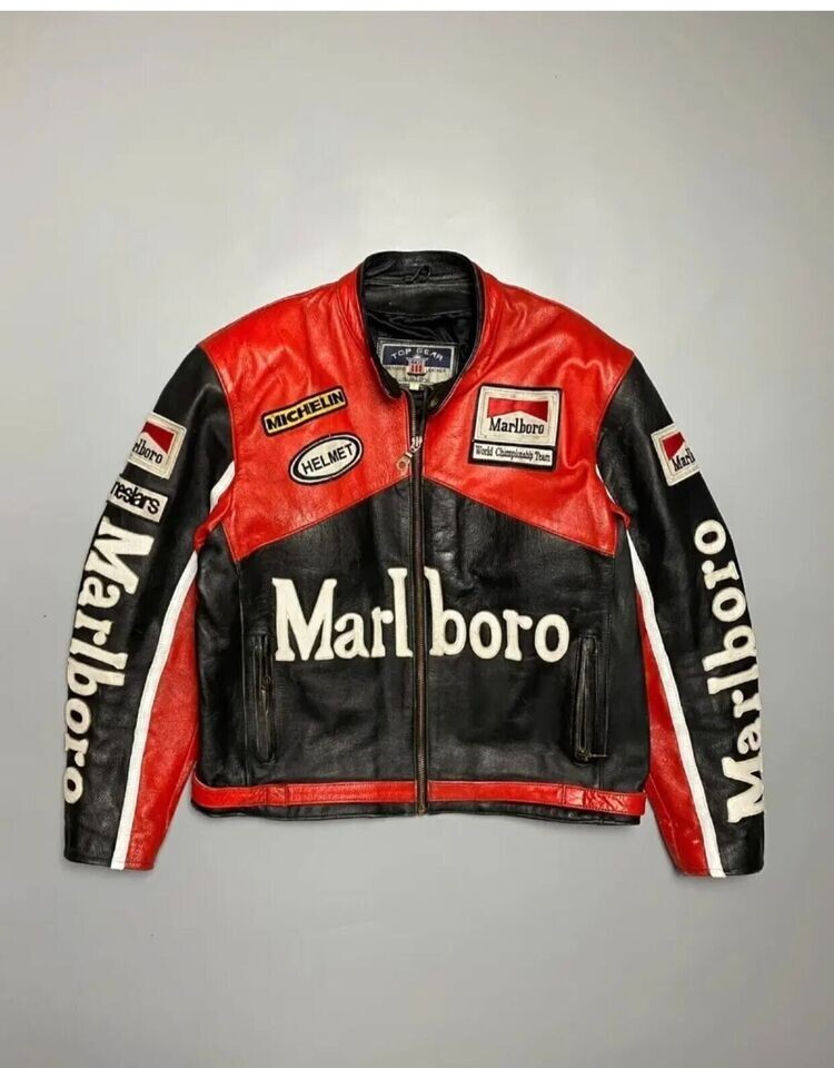 Marlbolo LEATHER JACKET 馬革 Marlboro Vintage Racing Leather Rare Motorcycle Biker Jacket