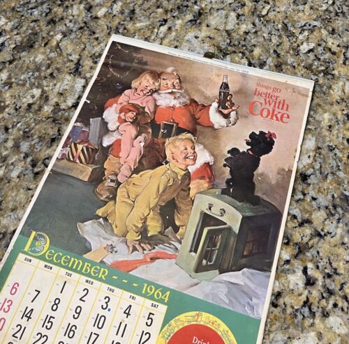 Insegna Calendario Coca Cola 1964 1965 Completa Pin Up Modello Ragazza Vintage Originale - Foto 15 di 17