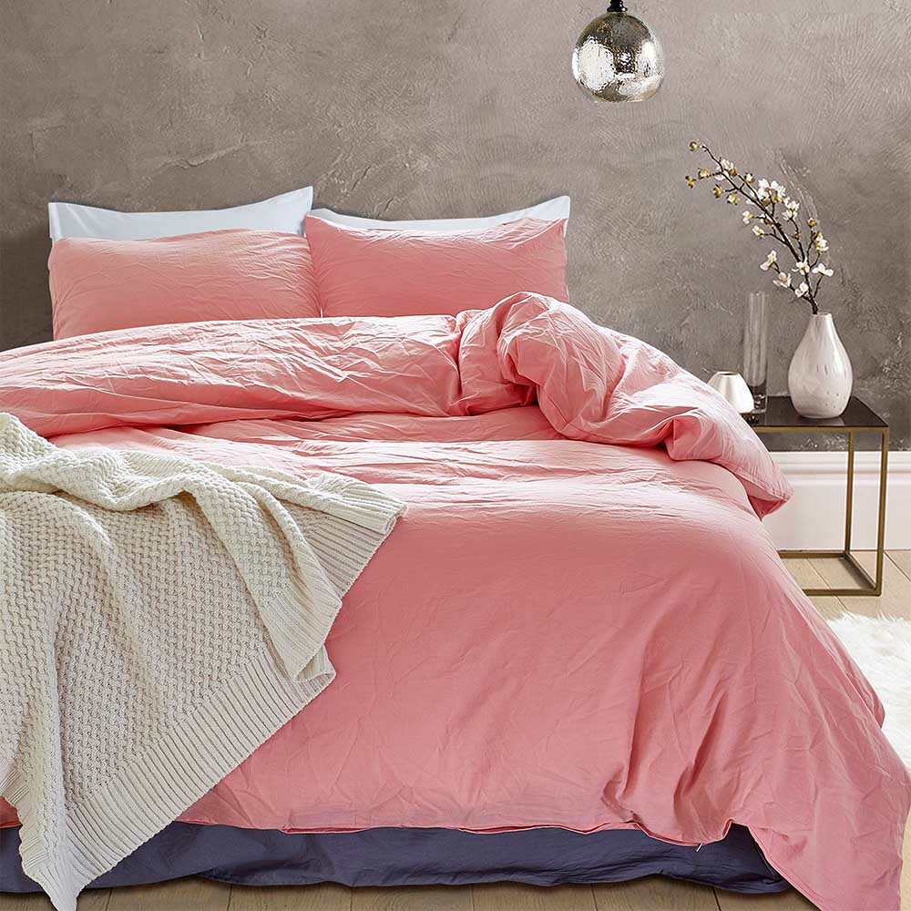 3pcs set 100% Washed Cotton Duvet Cover Set Bed US King Queen Twin Größe 3pcs set 100% Washed Cotton Duvet Cover Set Bed US King Queen Twin Größe