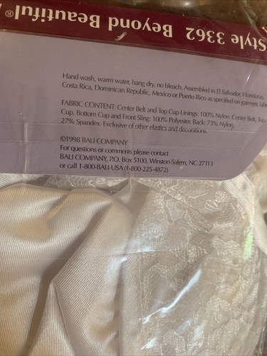 38D Bali Beyond Beautiful Fuller Support Minimizer Bra 3362 New White Vtg 1998 - Picture 6 of 7