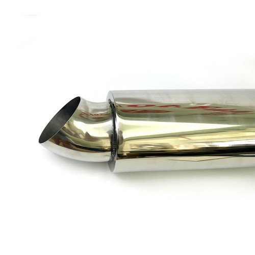 Premium Quality 3" Inlet 4" Outlet Polished Tip Exhaust Muffler Cannon 480mm - Picture 5 of 6