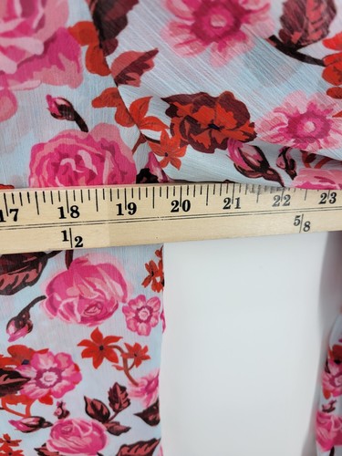 Kut from the Kloth Top Womens Small Pink Floral Long Sleeve Chiffon Boho Artsy - Picture 6 of 8