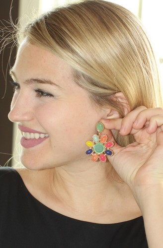 Kate Spade Amalfi Mosaic Earrings multi chandelier & Norstrom flower/pearl lot 2 - Picture 7 of 10