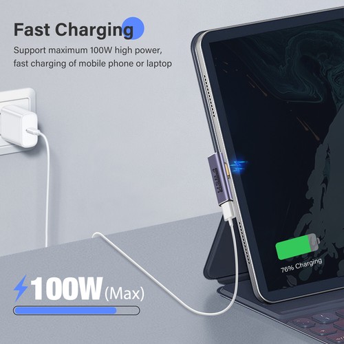 90 Right Angle USB C to USB C Adapter Type C Fast Charge Converter iPhone 15 16 - Picture 4 of 14