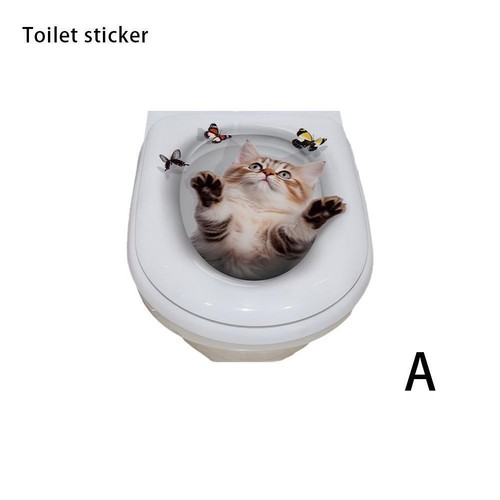 Vinyl Decal cute 3D Cat Bedroom Toilet Refrigerator Wall Sticker restroom M2F1 - Picture 10 of 15
