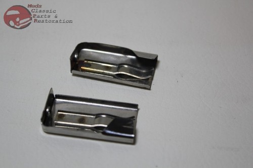 55-57 Chevy Sedan Exterior Sun Visor Stainless End Caps Pair New - Picture 4 of 4