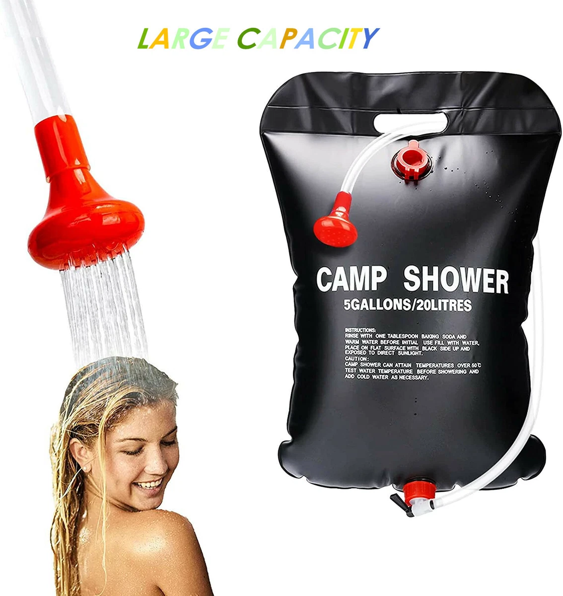 Solar Shower Bag 5 gallon/20L Solar Heated Camping Shower Bag Hot Water  Portable | eBay