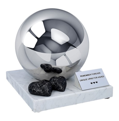 Kunstvoll bemalte Edelstahlkugelurne, echte handgefertigte Urne - Bild 1 von 7
