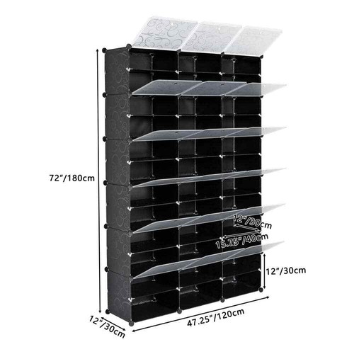 SUNROAD 12-Tier Portable 72 Pair Shoe Rack Organizer 36 Grids Tower Shelf - Picture 11 of 35