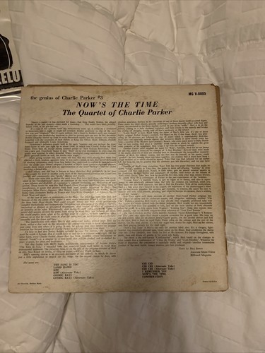 THE QUARTET OF CHARLIE PARKER-NOW’S THE TIME VINYL FIRST PRESSING MONO VERVE - Picture 4 of 16