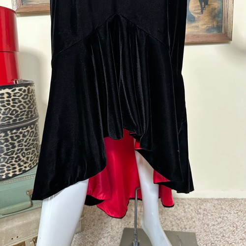 Vtg 80s Jessica McClintock Vampy Satin & Velvet Mermaid Formal Party Dress M/L - Picture 5 of 9