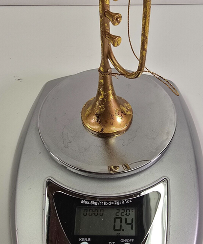 Trumpet Christmas Ornament 7.25 inch Gold - Picture 10 of 10
