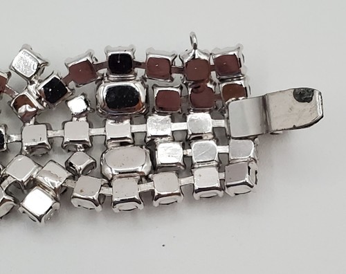 Kramer NY Bracelet 7in Silver Tone 1in Wide Fiery Clear Crystal VTG FLAW READ - Picture 15 of 24