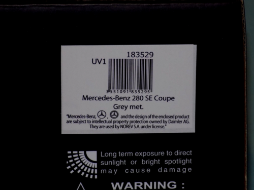 MERCEDES BENZ 280 SE COUPE 2-DOOR 1969 NOREV 183529 1:18 - Picture 4 of 4