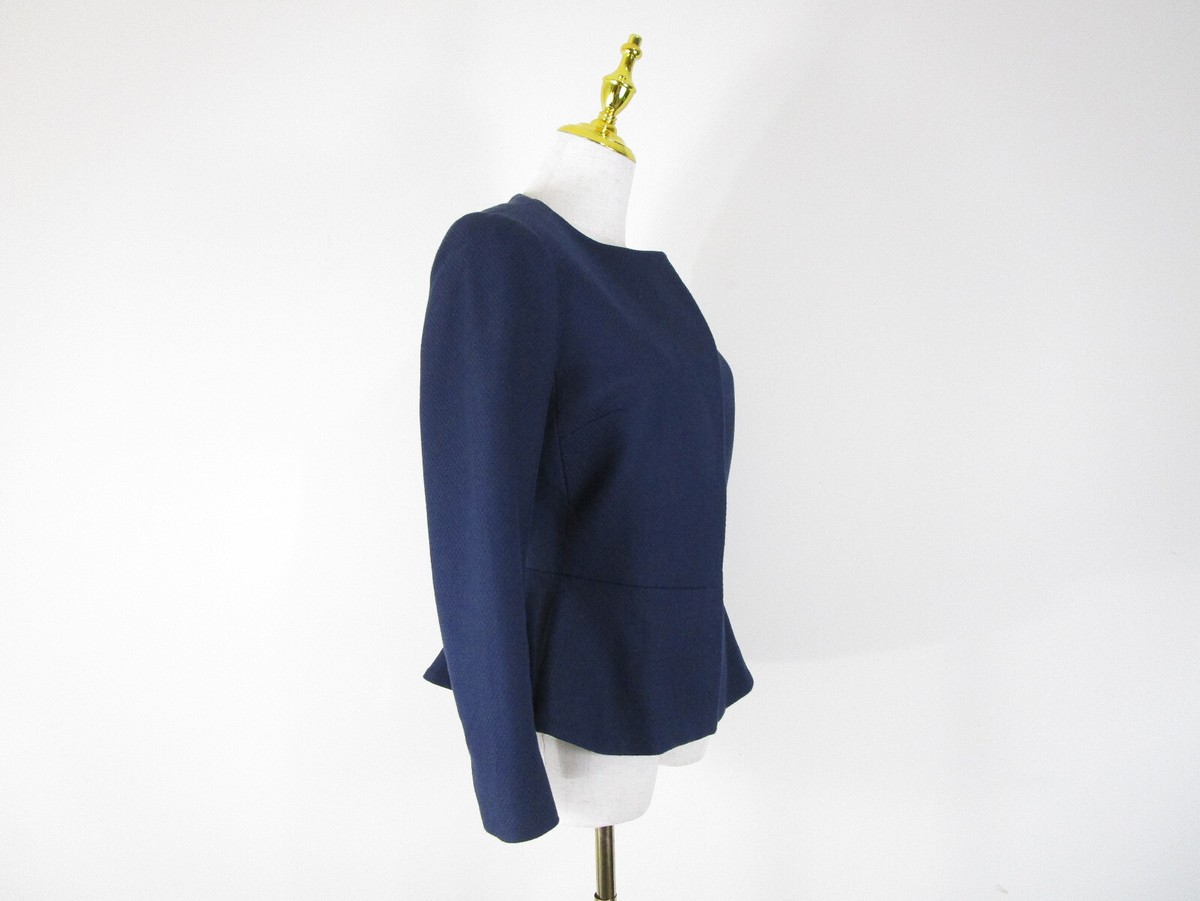 Boden Womens Navy Blue Polperro Collarless Peplum Blazer Jacket 2