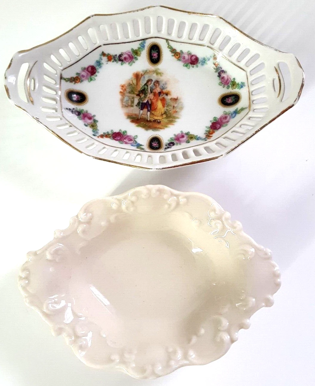 2 RARE Butter Pat Jam/Sauce Dish Dishes Germany Reticulated, Fine China