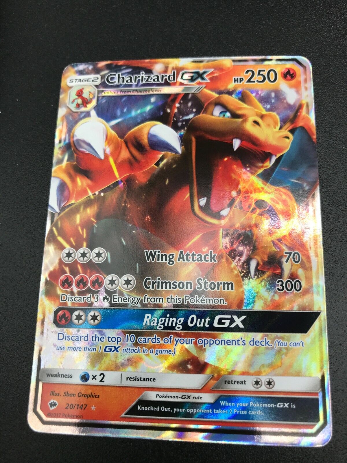 Pokemon Card FIRECRACKER 20/147 Holo GX Sun & Moon 3 SL3 EN USED