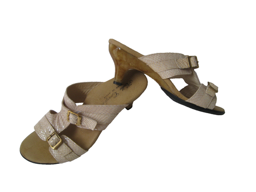 HELLE COMFORT SCHLANGENDRUCK LEDERABSATZ SANDALEN DAMEN US 9-9,5 EUR 40 HEISS SELTEN