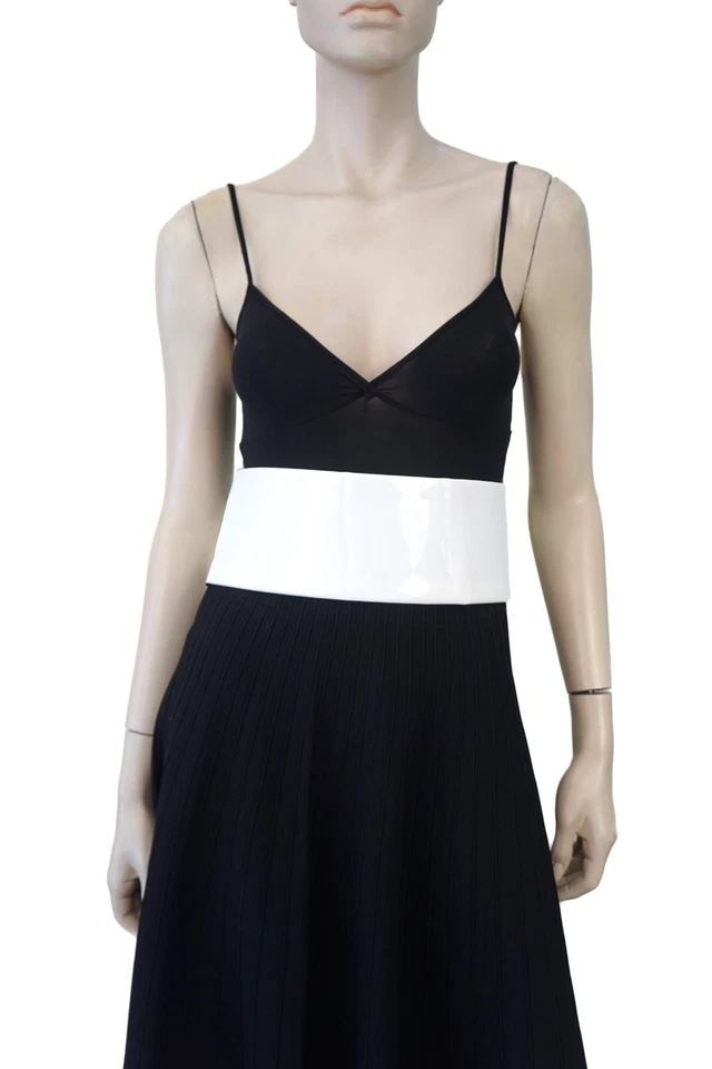 Cinturón LANVIN Talla M Blanco Brillante Charol Cintura Ancha TOTALMENTE NUEVO Foto 4 de 4