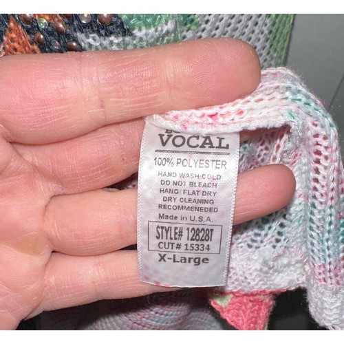 Vocal colorful rhinestone Scoop Neck tank top tunic size XL - Picture 6 of 6