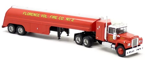 Brekina 1/87 Mack RS700 Semi Truck Red Fire Tanker Trailer '70s-'80s HO Scale - Picture 2 of 4