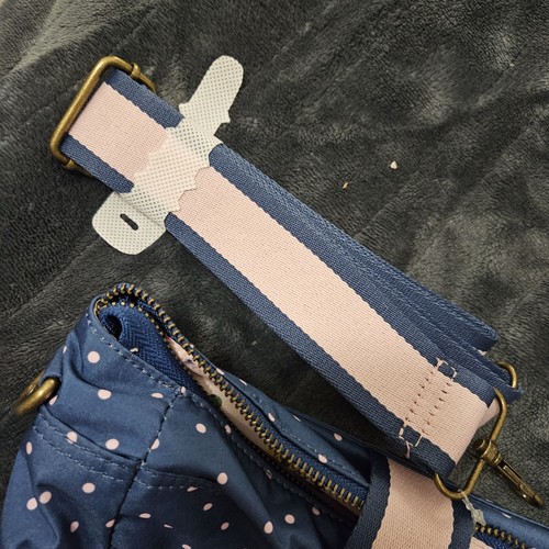 Matilda Jane The Essentials Diaper Bag Navy Blue Polka Dot Pink Baby Tote Bag - Picture 3 of 9