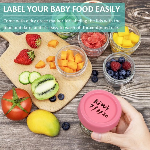 12 -Set 4 oz Leakproof Glass Baby Food Containers - Reusable,Safe for Appliances - Picture 3 of 8