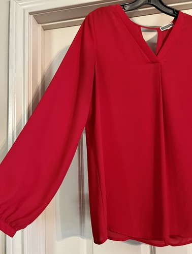 Pleione Anthropologie Classic V Neck Pleat Front Size M Long Sleeve Pullover - Picture 3 of 10