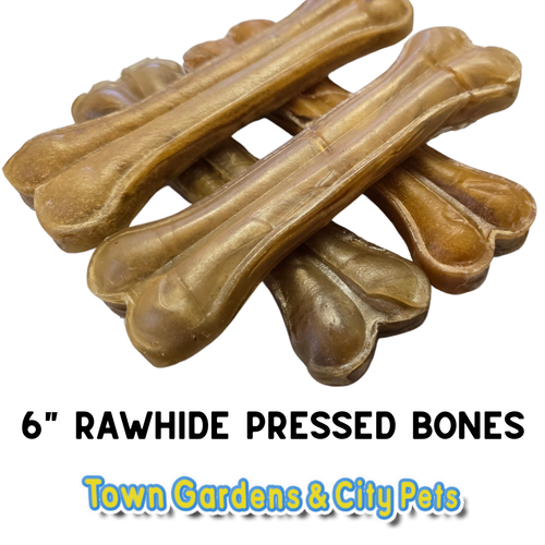 Medium 6in Rawhide Pressed Bones Dog Chew Natural by TGCP of HULL
