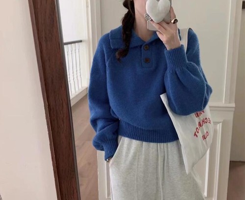 Womens New Fashion Winter Lapel Long Sleeve Loose Warm Kniting Pullover Sweaters - Picture 16 of 19
