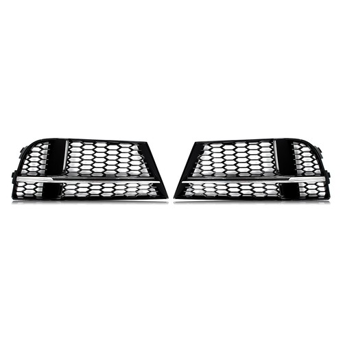 Chrome+Black Honeycomb Fog Light Grill Mesh Cover Fits Audi A3 S Line 2017-2019 - Foto 3 di 15