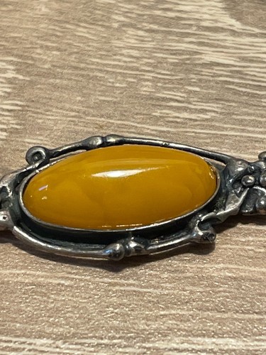 Jugendstil Anhänger Silber 925 Butterscotch Bernstein - Bild 3 von 5