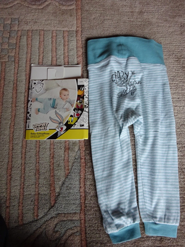Baby-Schlupfhose Looney Tunes Größe 74/80 Grün gestreift mit OVP 100 % Baumwo - Bild 2 von 5
