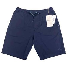 Tommy Bahama Mens Small Navy Oceanside Poplin Elastic Waist 8" Inseam Shorts
