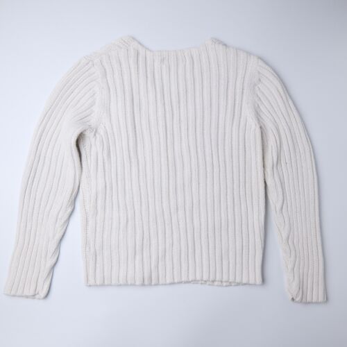 Maglione vintage Worthington donna M Petite bianco maglia cotone scollo a V Cottagecore - Foto 7 di 9