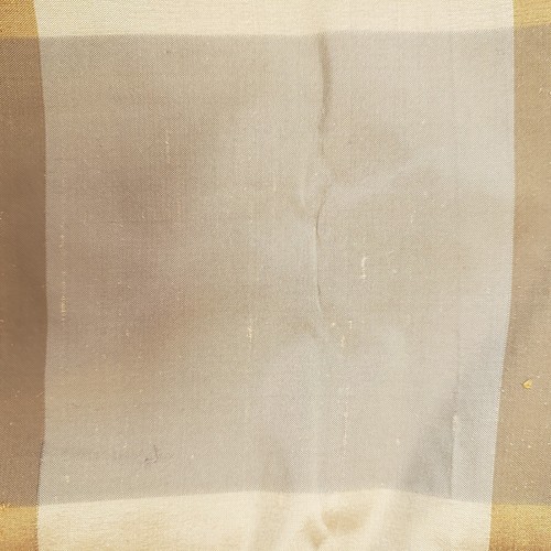 Silk Dupione Large Plaid Tan Brown Taupe Blue Gray Fabric 5.5 Yards 54" - Picture 6 of 8