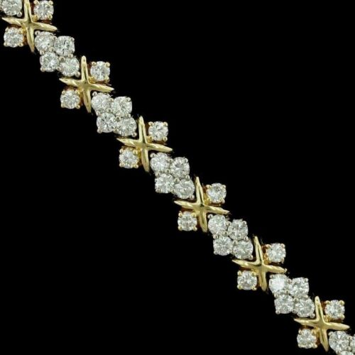 14K Yellow Gold Plated 6Ct Simulated Round Cut Diamond Women's Tennis Bracelet - Picture 2 of 3